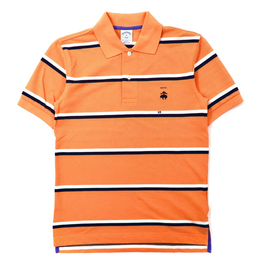 Brooks Brothers ボーダーポロシャツ XS オレンジ コットン SLIM FIT ワンポイントロゴ刺繍 未使用品-Brooks Brothers-古着