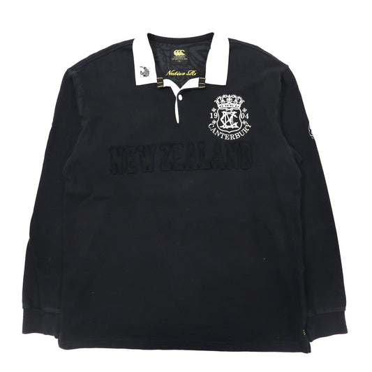 CANTERBURY ビッグサイズ ラガーシャツ XL ブラック コットン ロゴ刺繍 NEW ZEALAND-CANTERBURY-古着