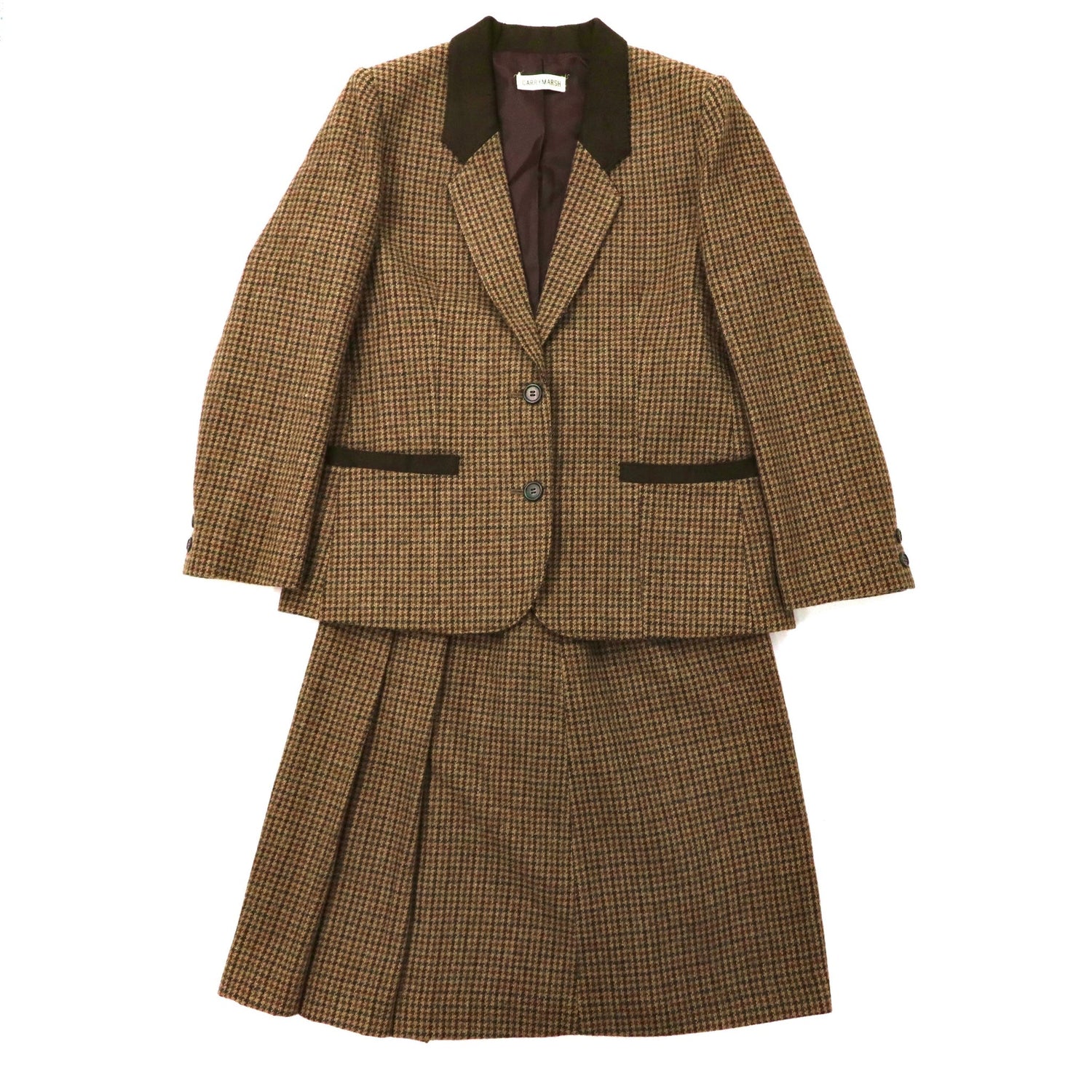 CARRYMARSH Tweed Jacket Retro Setup Suit 9AB2 Brown CHECKED Wool