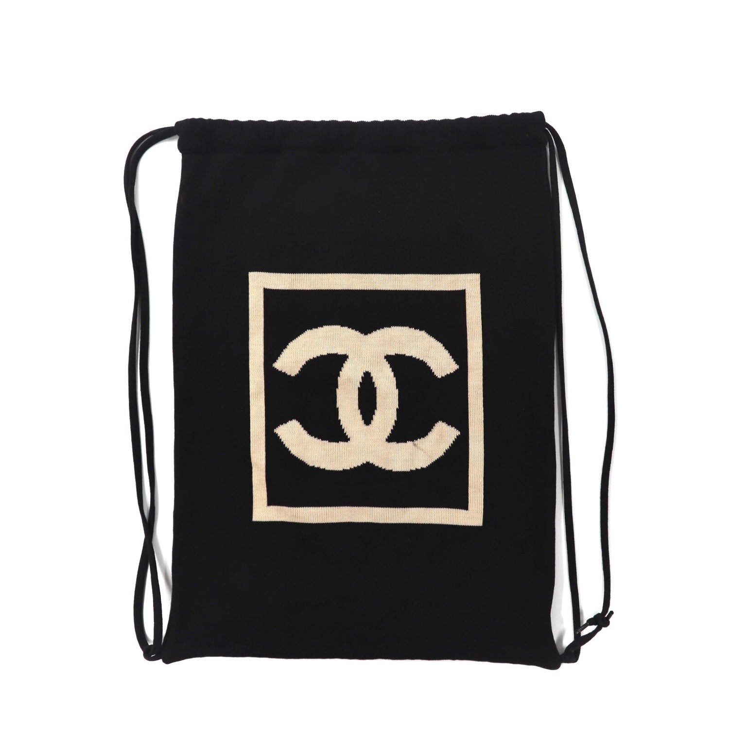 Chanel drawstring bag Backpack Black Sports Coco Mark France 2003