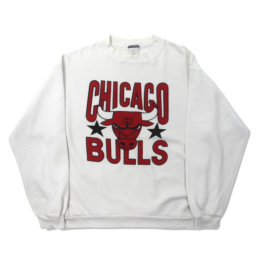 CHICAGO BULLS クルーネックスウェット XL ホワイト NBA Chicago Bulls 90年代 USA製-VINTAGE-古着