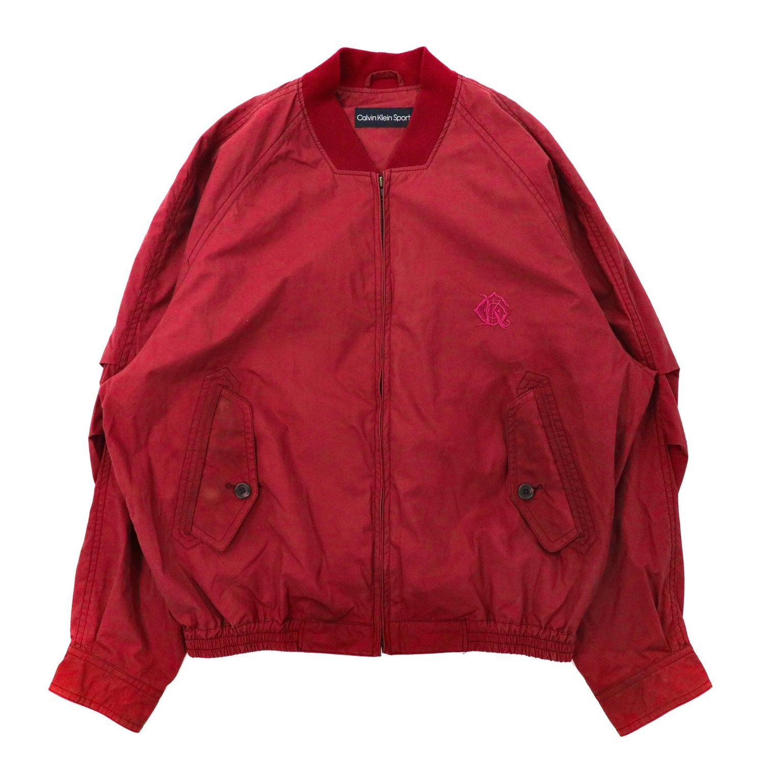 Calvin Klein Sport MA-1 Jacket blouson M Burgundy Cotton Logo 