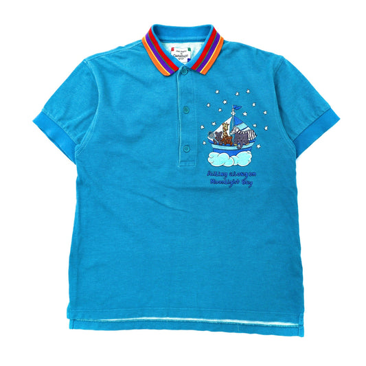 Castelbajac sport ポロシャツ 1 ブルー コットン キャラクター刺繍 日本製-Castelbajac-古着