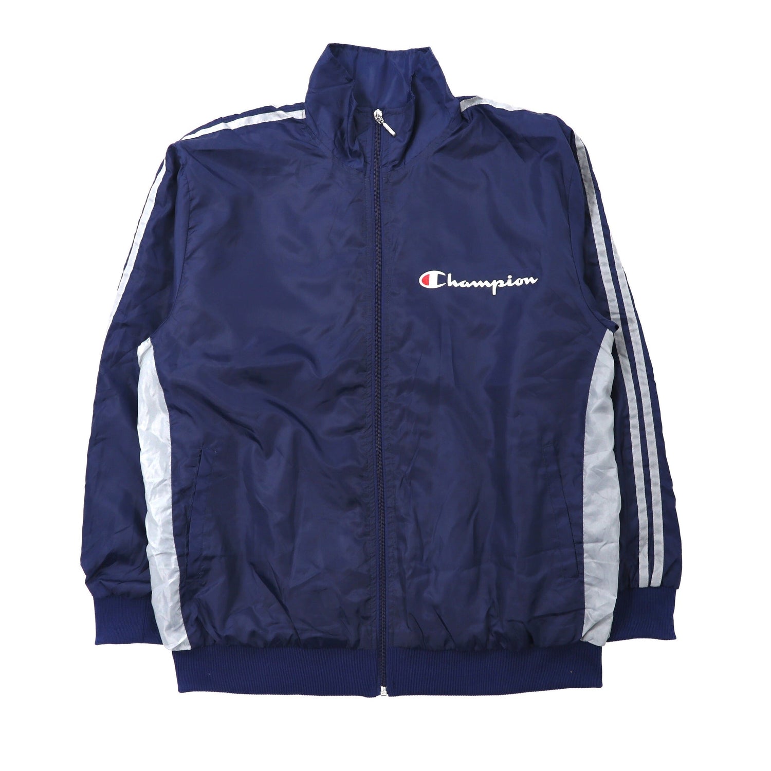 Champion EUROPE ナイロンジャケット L ネイビー スクリプトロゴ 90年代-Champion-古着