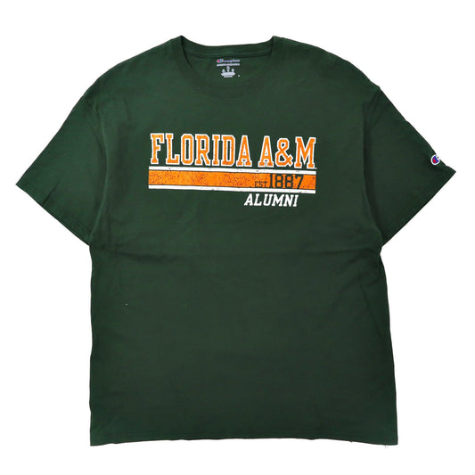 Champion ビッグサイズ カレッジプリントTシャツ 2XL グリーン コットン FLORIDA A&M ニカラグア製-Champion-古着