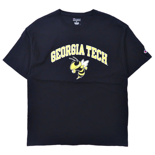 Champion ビッグサイズ カレッジプリントTシャツ 2XL ネイビー コットン GEORGIA TECH エルサルバドル製-Champion-古着