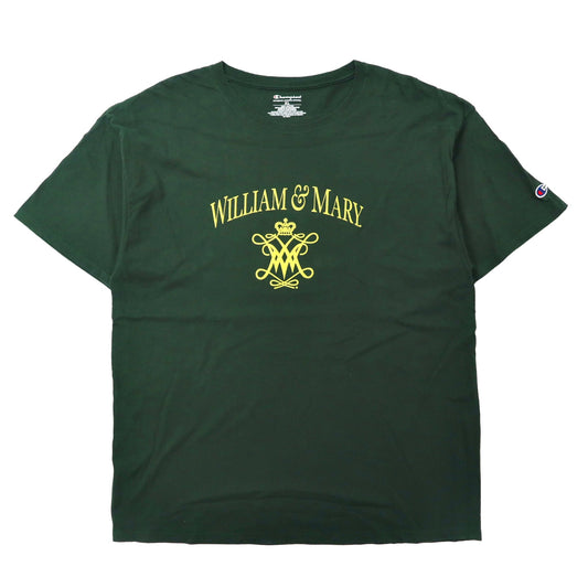 Champion ビッグサイズ カレッジプリントTシャツ XL グリーン コットン WILLIAM & MARY ニカラグア製-Champion-古着