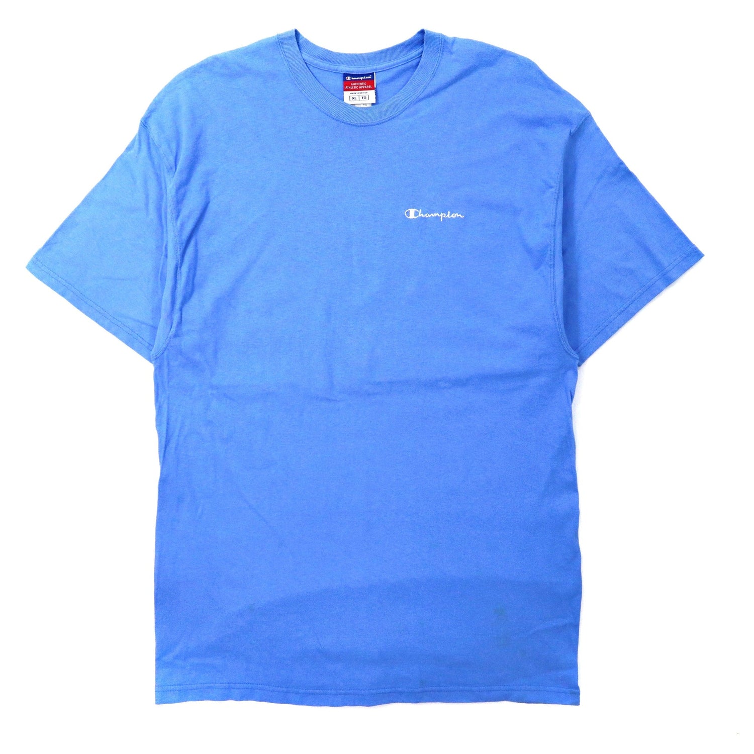 Champion ビッグサイズTシャツ XL ブルー コットン ワンポイントロゴ刺繍 90年代 メキシコ製-Champion-古着