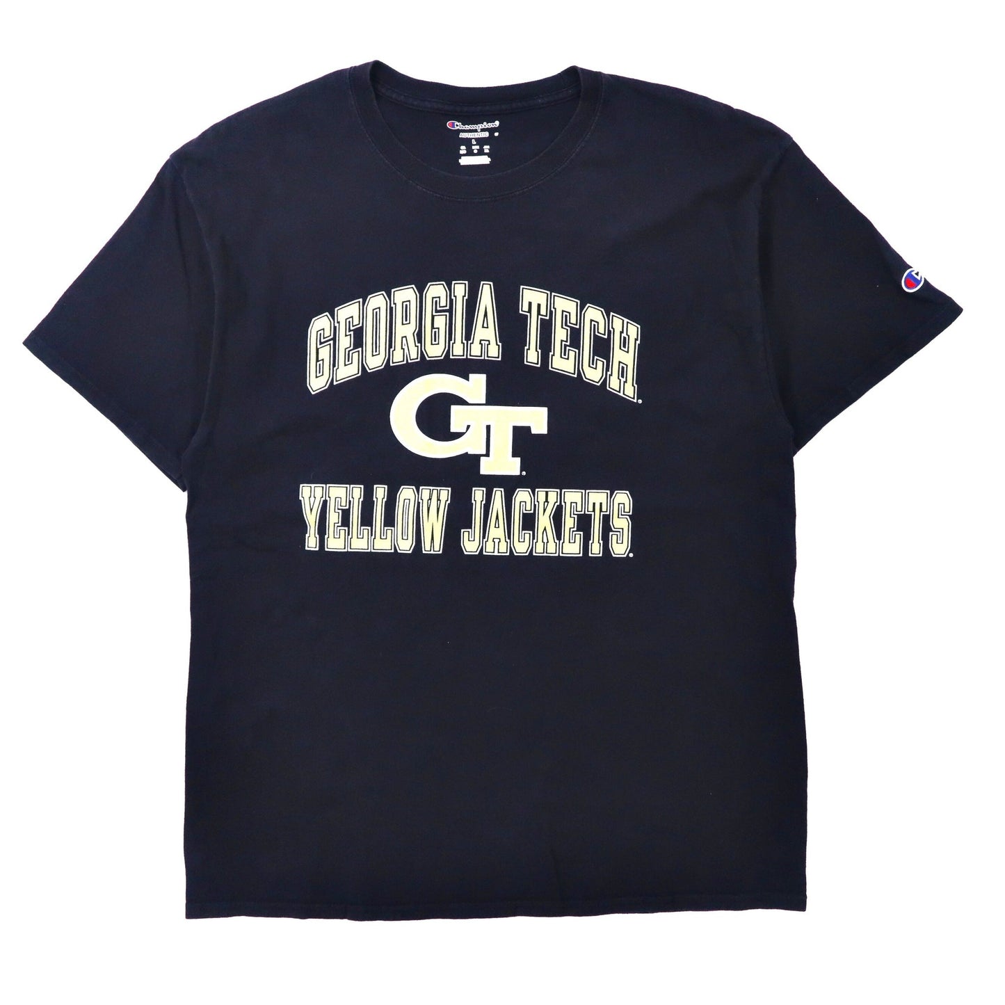 Champion カレッジプリントTシャツ XL ネイビー コットン GEORGIA TECH ニカラグア製-Champion-古着