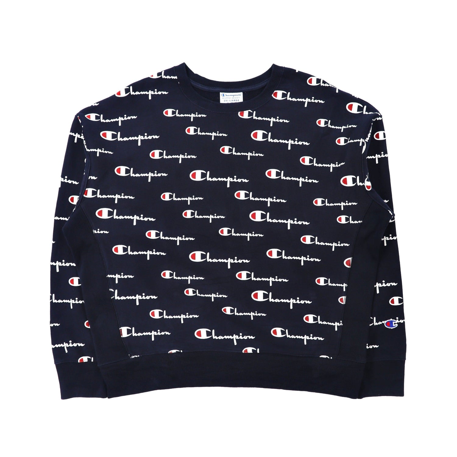 Champion Reverse Weave Sweatshirt 2XL Navy Cotton Script Logo