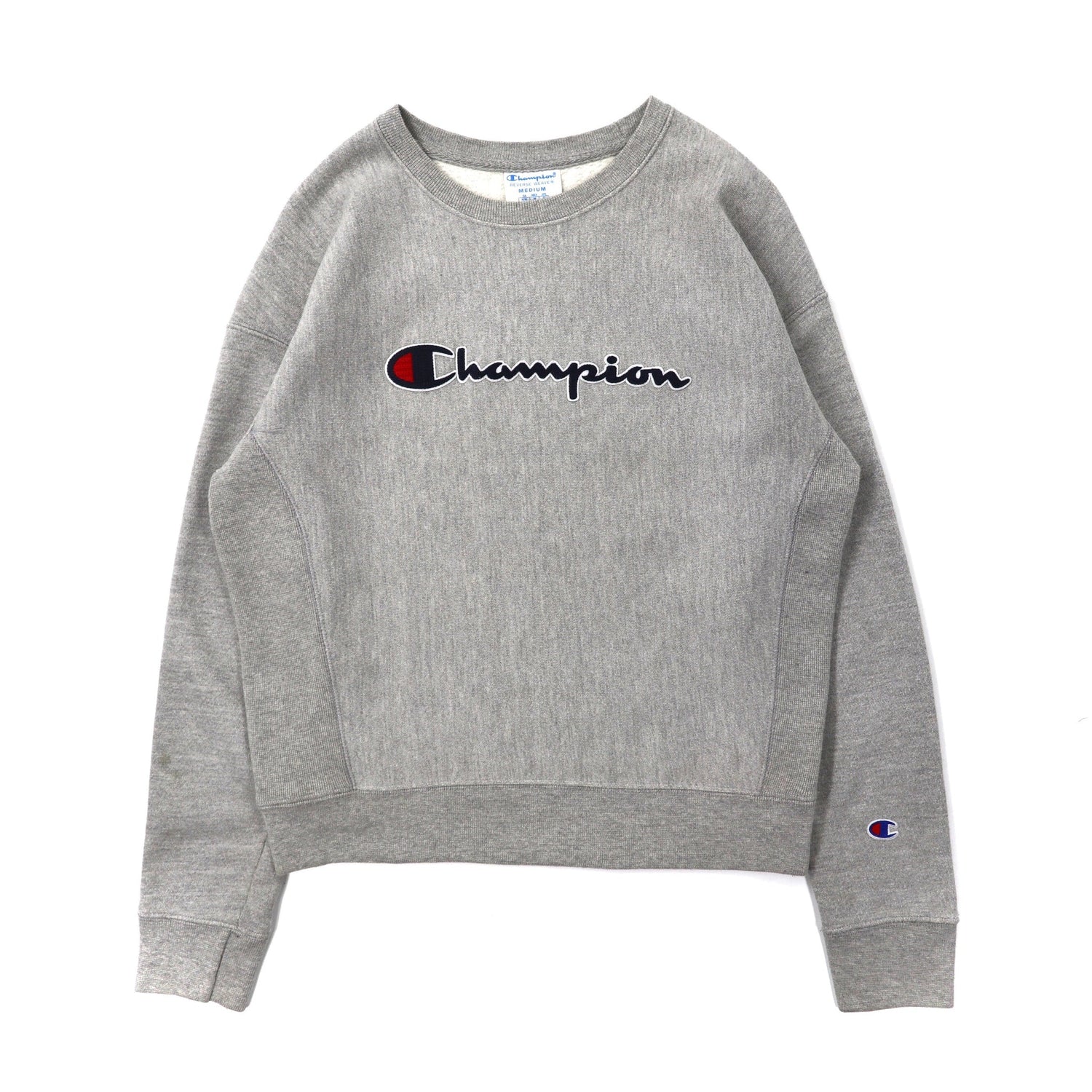CHAMPION Reverse Weave Sweatshirt M Gray Cotton Scriptrogo 