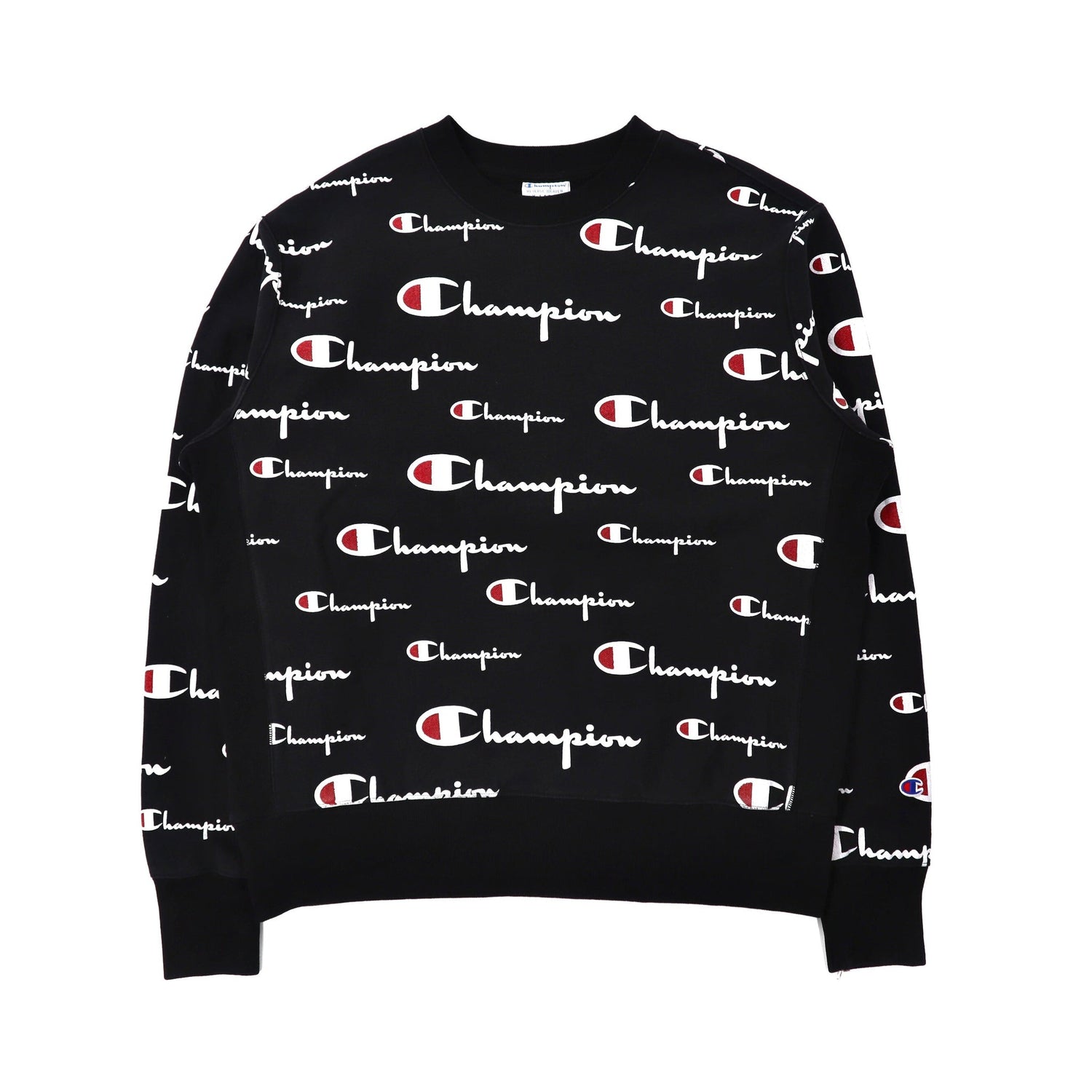 Champion Reverse Weave Sweatshirt XL Black Cotton Script Logo Pattern