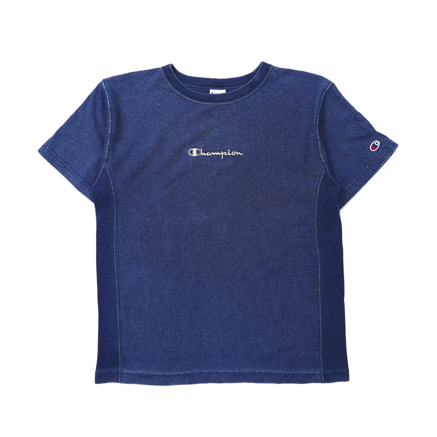 Champion リバーズウィーブ Tシャツ S ブルー コットン REVERSE WEAVE ロゴ刺繍-Champion-古着