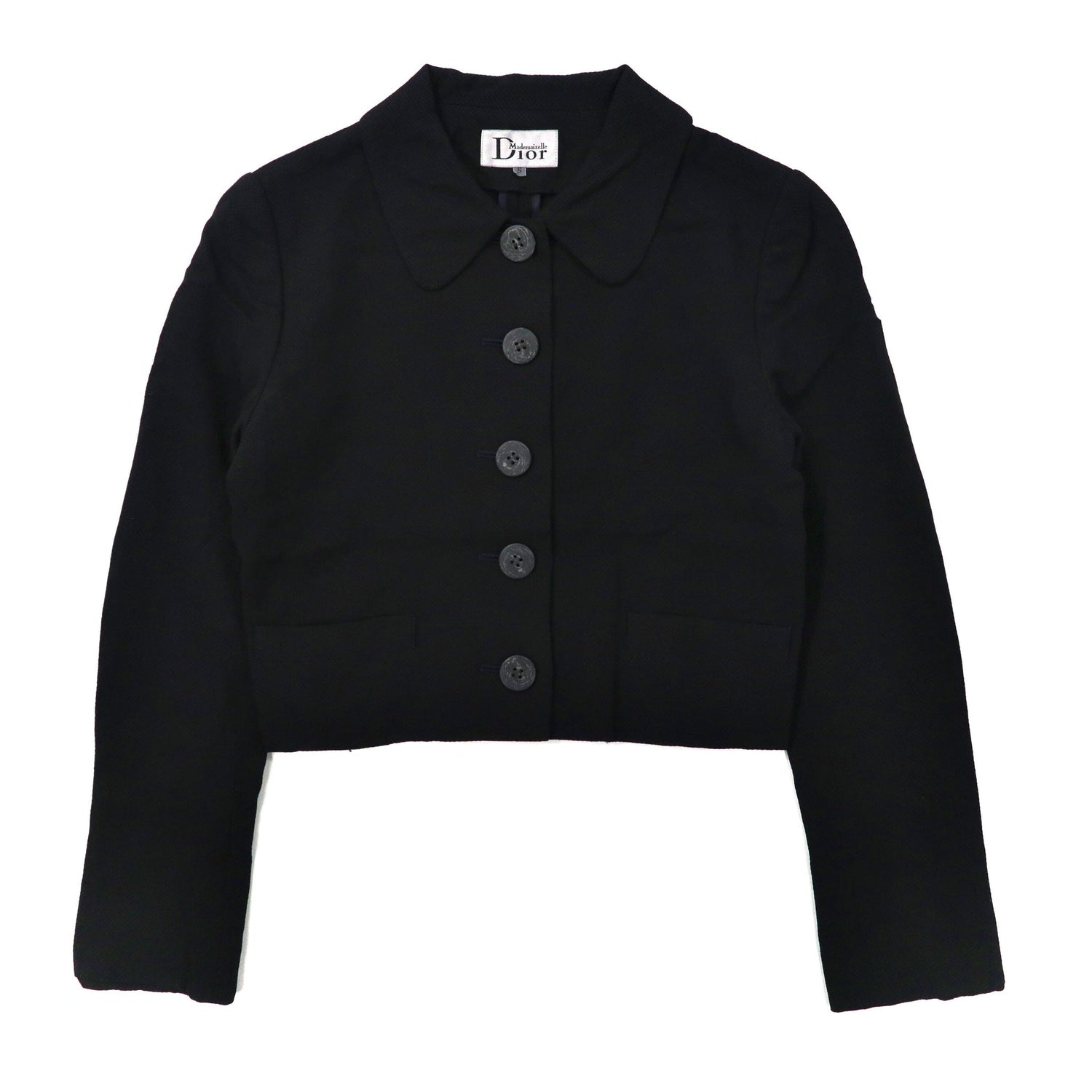 Christian Dior ボックスシルエット デザインジャケット S ブラック レーヨン Mademoiselle 70年代-Christian Dior-古着