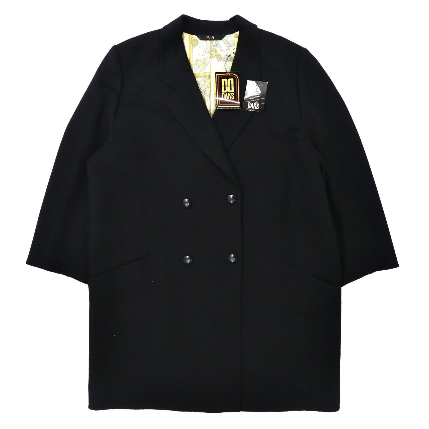 DAKS Double Breast COAT 13BR Black Wool Cashmere Mixed Vintage ...