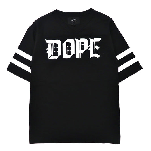 DOPE ロゴプリント フットボールTシャツ S ブラック コットン FOOTBALL JERSEY-日本然リトテ-古着