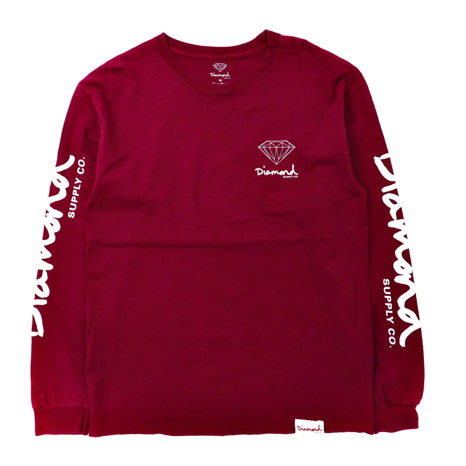 Diamond Supply Co. ロングスリーブTシャツ M ボルドー コットン ロゴプリント 袖ロゴ USA製-Diamond Supply Co.-古着