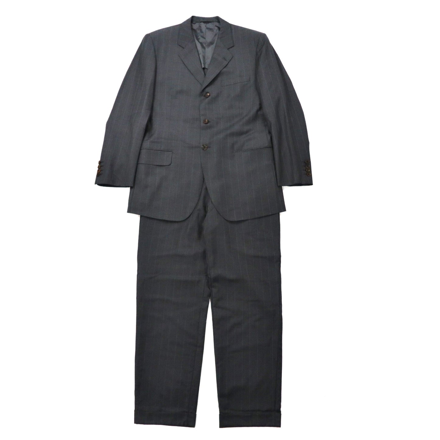 Ermenegildo Zegna 3Bスーツ セットアップ L グレー ストライプ ウール イタリア製-Ermenegildo Zegna-古着