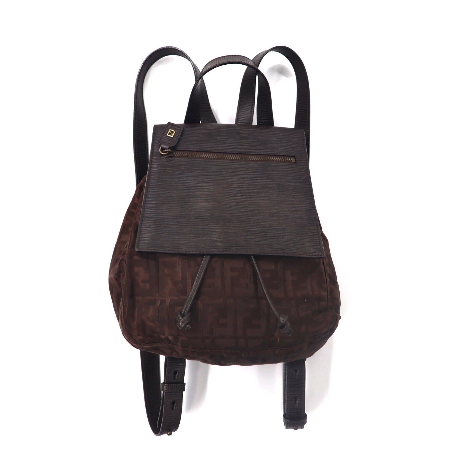 FENDI Mini Backpack Brown Zucca Pattern Nylon Canvas – 日本然リトテ