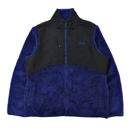 FILA SPORT ナイロン切り替えフリースジャケット XL ブルー ポリエステル ロゴ刺繍 00年代-FILA-古着