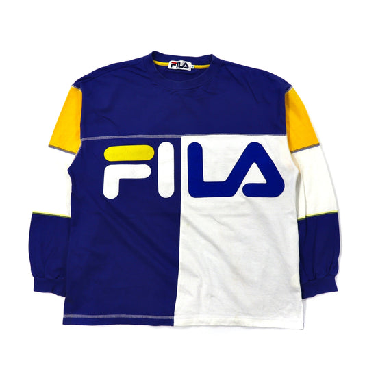FILA クルーネックスウェット M ブルー コットン ロゴ 90年代-FILA-古着