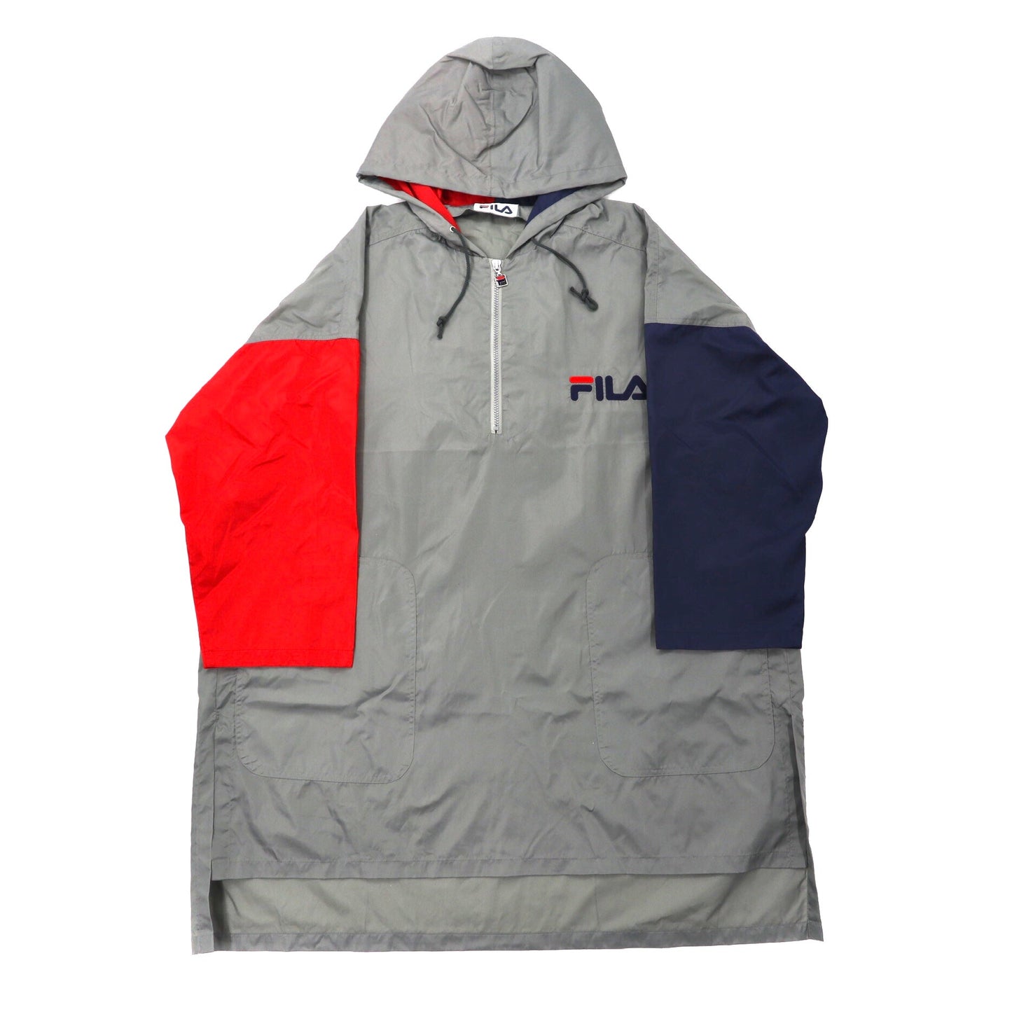 FILA ロングアノラックパーカー S-M グレー ハーフジップ ビッグサイズ 90年代-FILA-古着