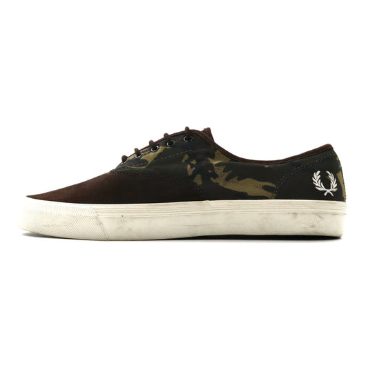 FRED PERRY スニーカー 28cm ブラウン カモフラ スエードレザー キャンバス B5215/325-FRED PERRY-古着
