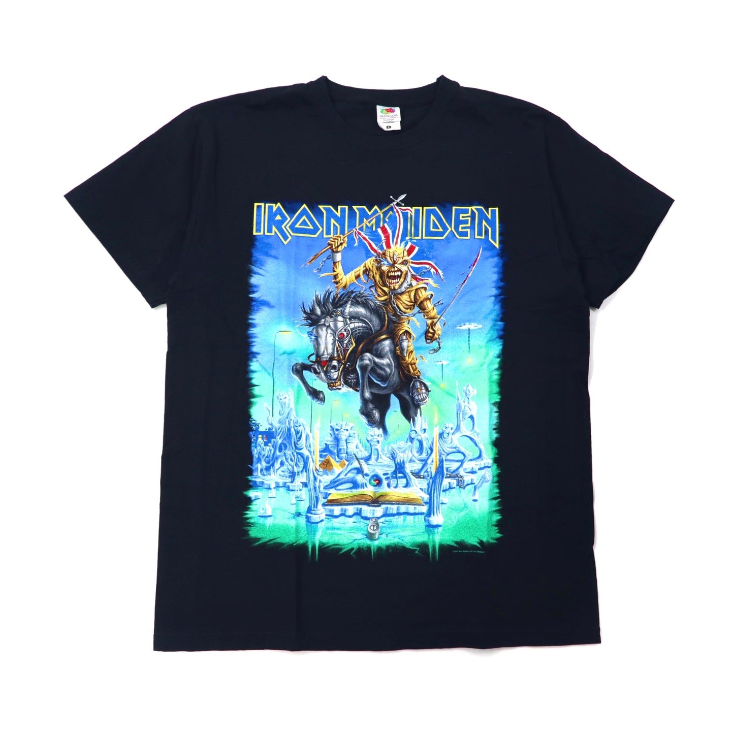 FRUIT OF THE LOOM Band T-Shirt L Black IRON MAIDEN Double-sided  