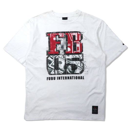 FUBU THE COLLECTION ビッグサイズ ロゴプリントTシャツ L ホワイト コットン 90年代-FUBU-古着