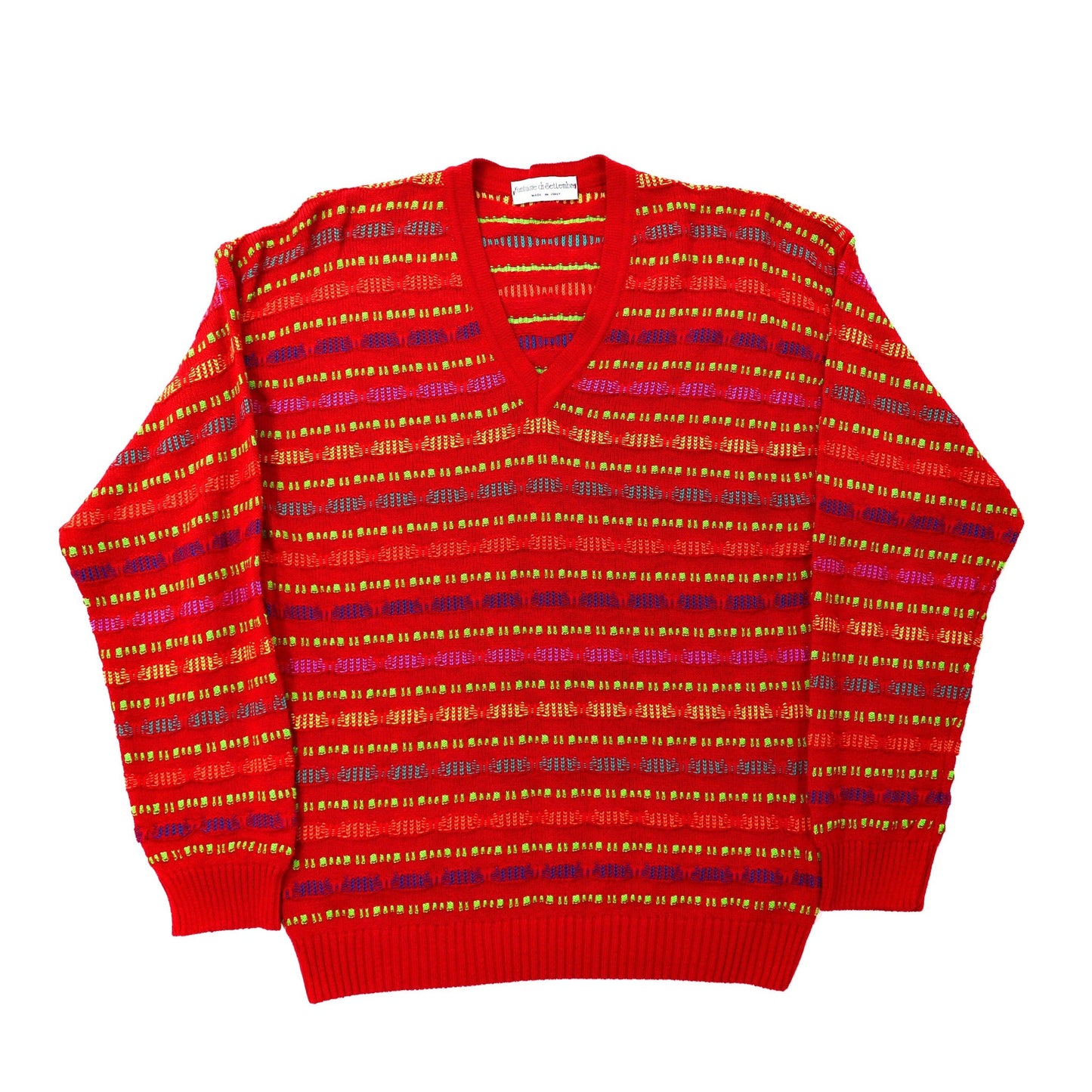Fantasie Di Settembrew 3D Knit Sweater 48 Red Patterned Acrylic