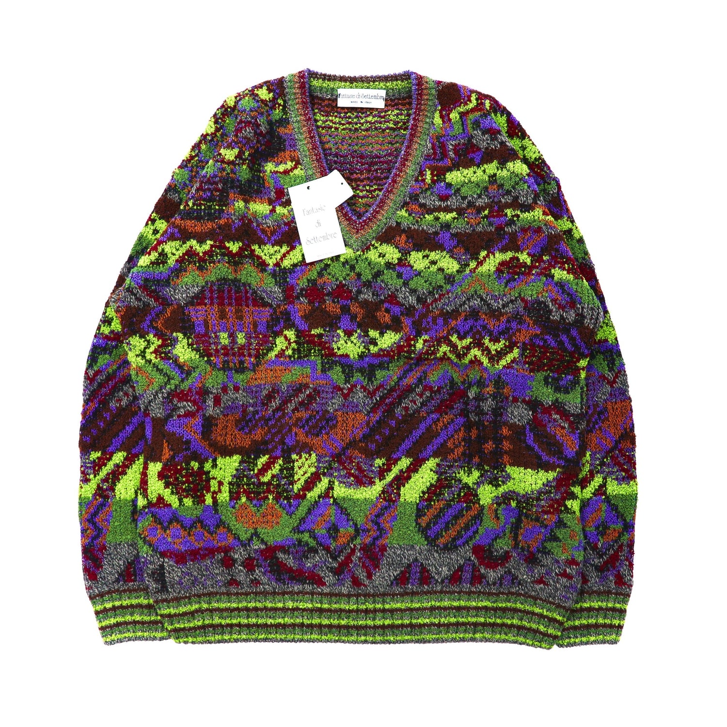Fantasie Di SetTembre Total Pattern Knit Sweater M Multi-Color