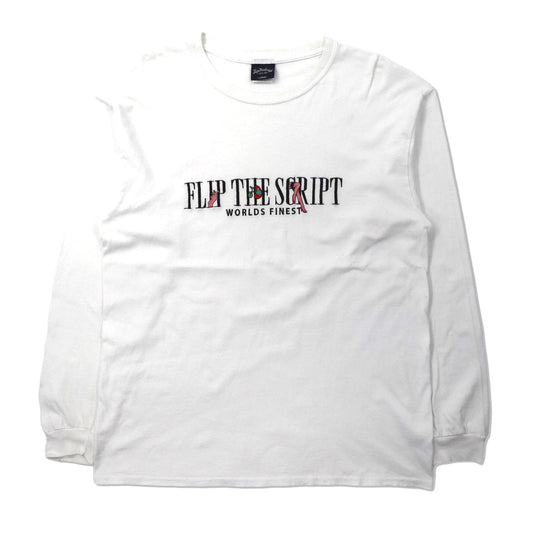 Flip The Script ロングスリーブTシャツ L ホワイト コットン ロゴ刺繍-FLIP THE SCRIPT-古着