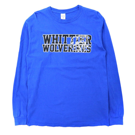 GILDAN ロングスリーブTシャツ M ブルー コットン WHITTIER WOLVERINES ホンジュラス製-VINTAGE-古着