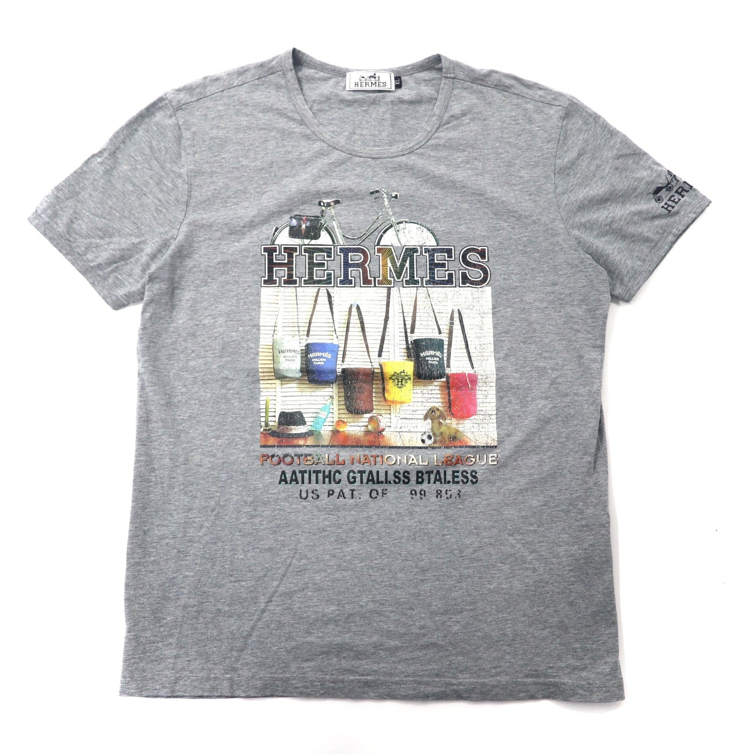 HERMES フォトプリントTシャツ XL グレー ALINE イタリア製-HERMES-古着