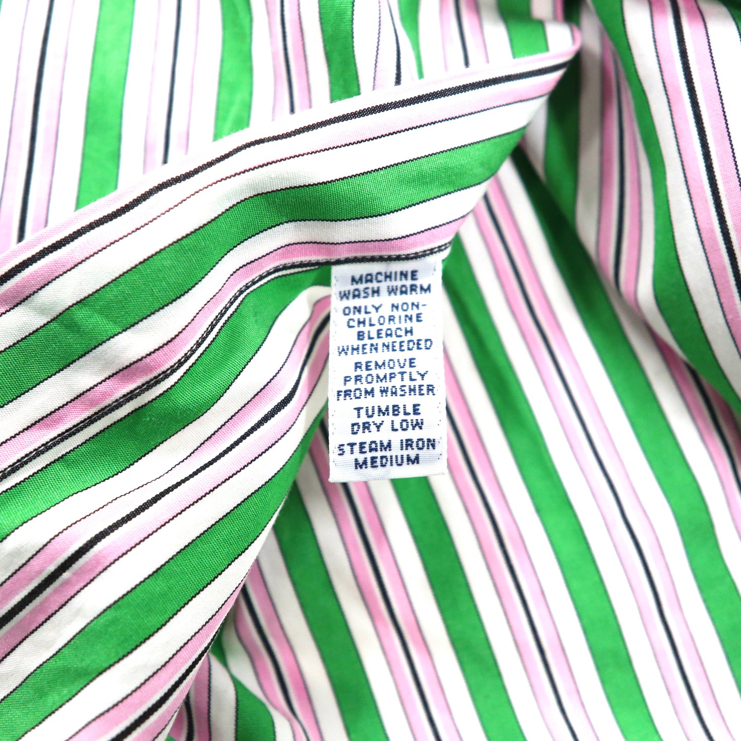 Ralph Lauren ビッグサイズ ボタンダウンシャツ M グリーン ピンク マルチストライプ コットン CLASSIC FIT スモールポニー刺繍