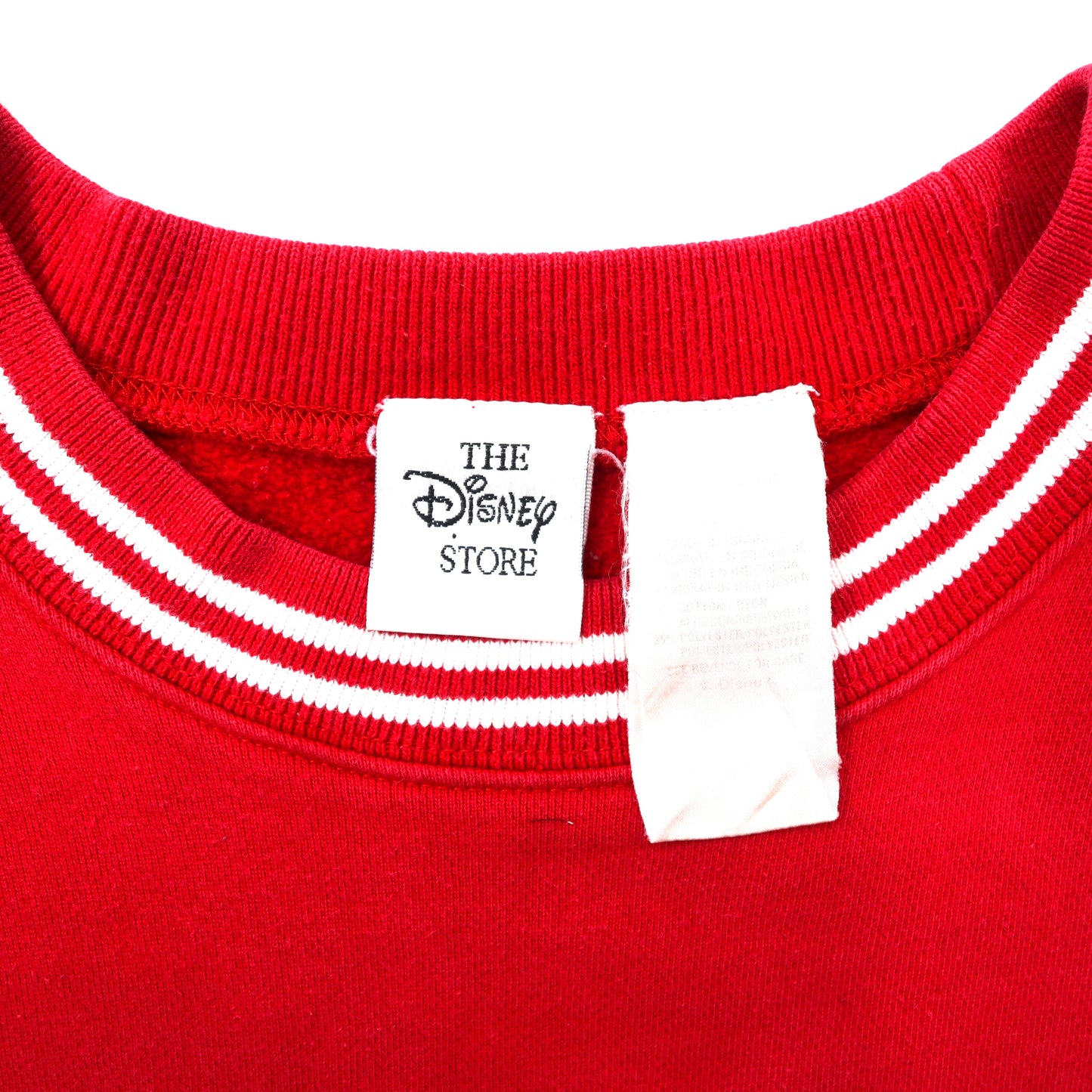 THE Disney STORE リブラインスウェット L レッド コットン MICKEY MOUSE ミッキーマウス 刺繍 90年代