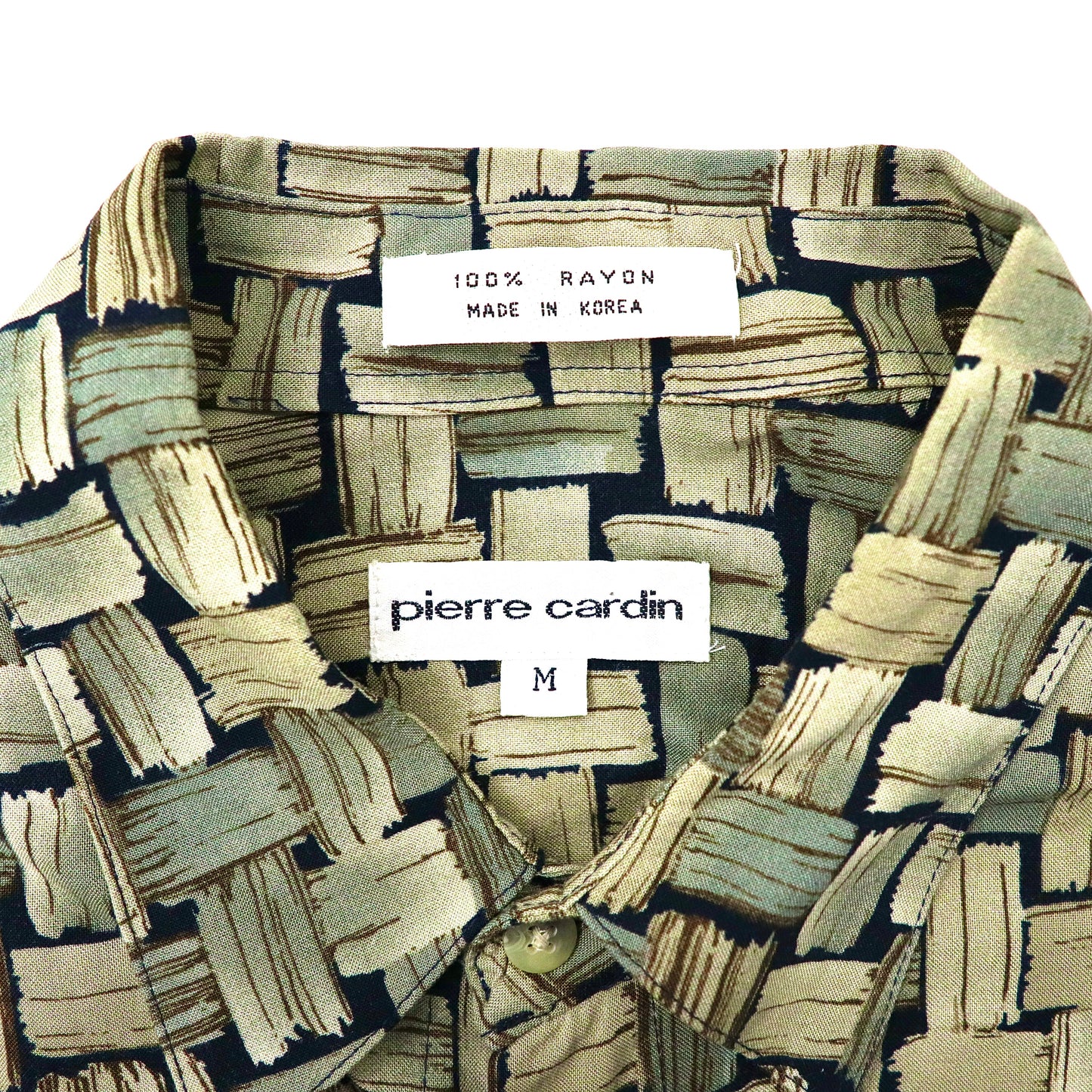pierre cardin ビッグサイズ 半袖シャツ M マルチカラー レーヨン 総柄 90年代