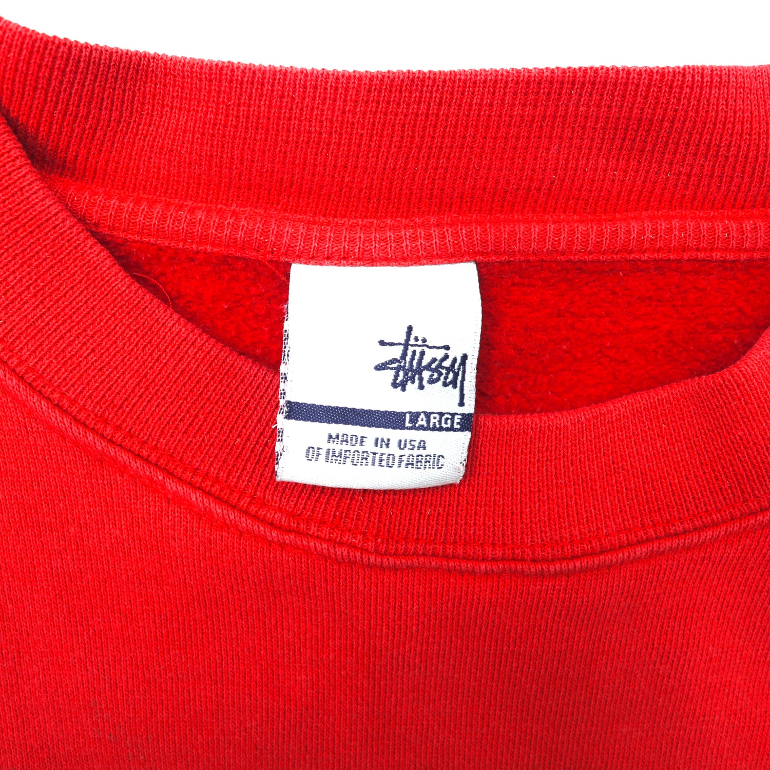 Stussy Sweatshirt L Red No. 4 Logo Print Made in USA Backed Silver