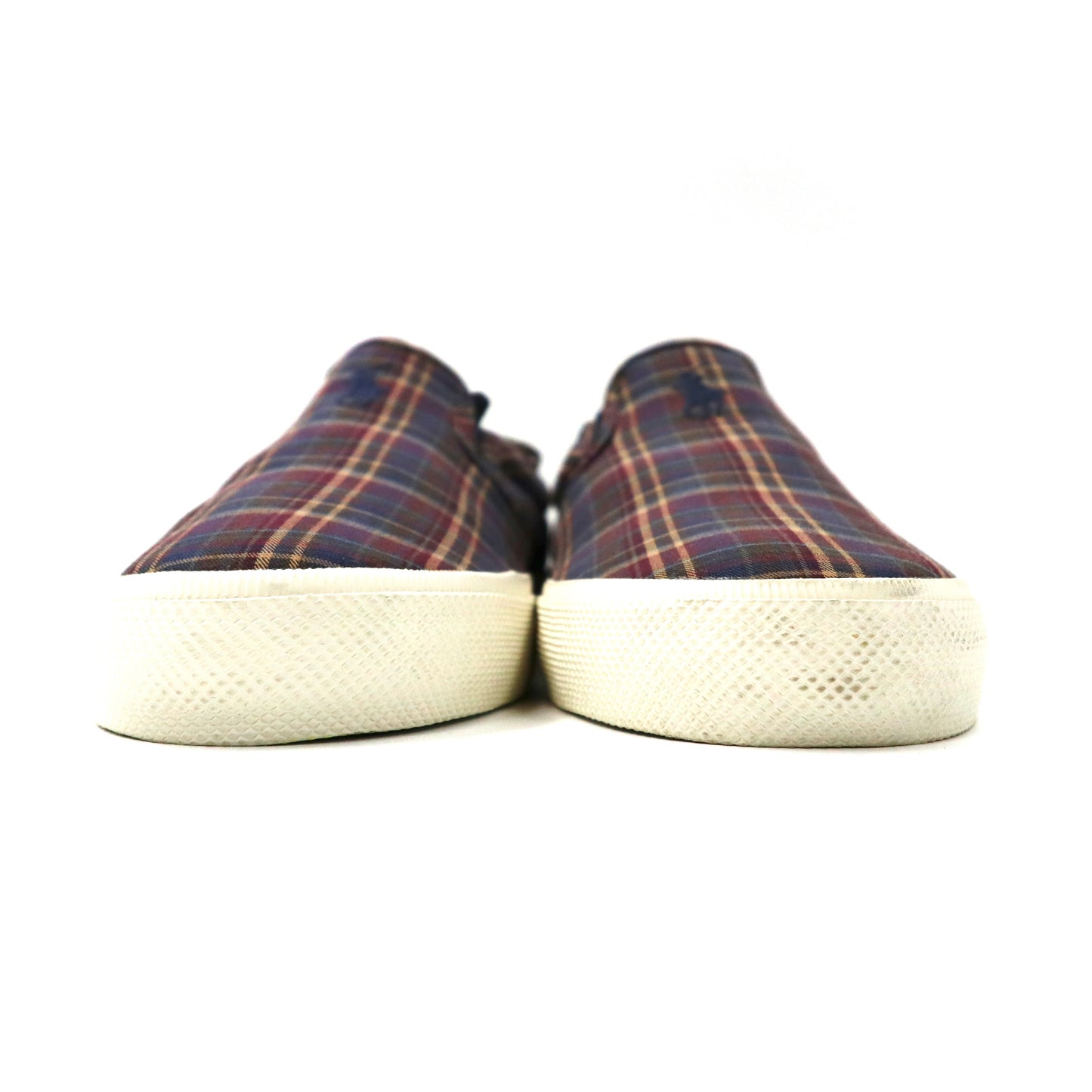 POLO RALPH LAUREN スリッポン スニーカー 26cm レッド タータンチェック キャンバス スモールポニー刺繍 VAUGHN SLIP ON-NE