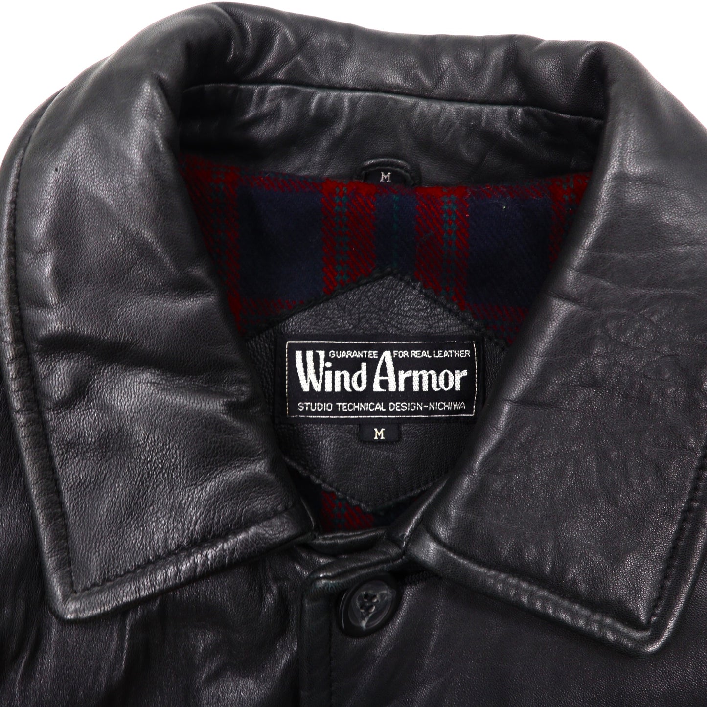 WIND ARMOR Leather Jacket Car Coat M Black Leather