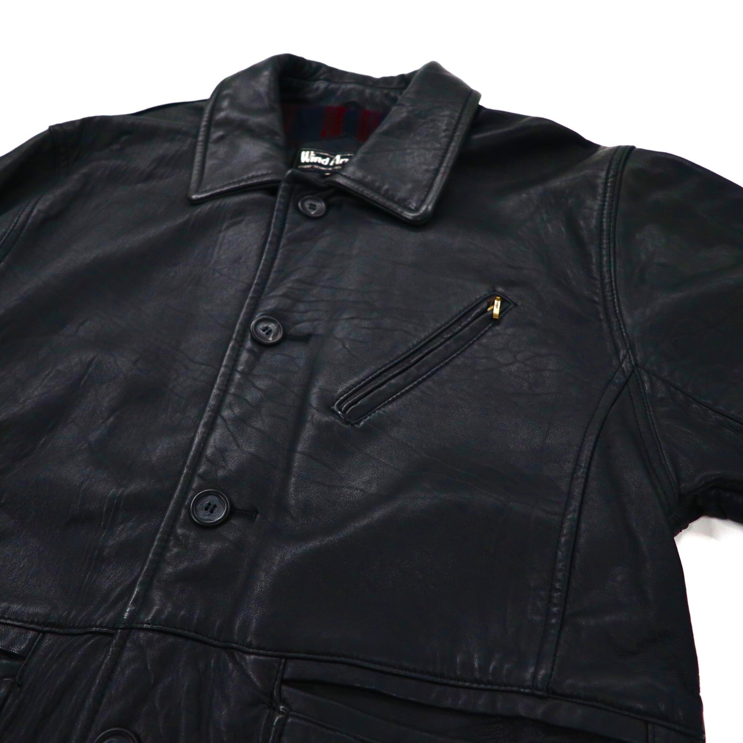 WIND ARMOR Leather Jacket Car Coat M Black Leather – 日本然リトテ