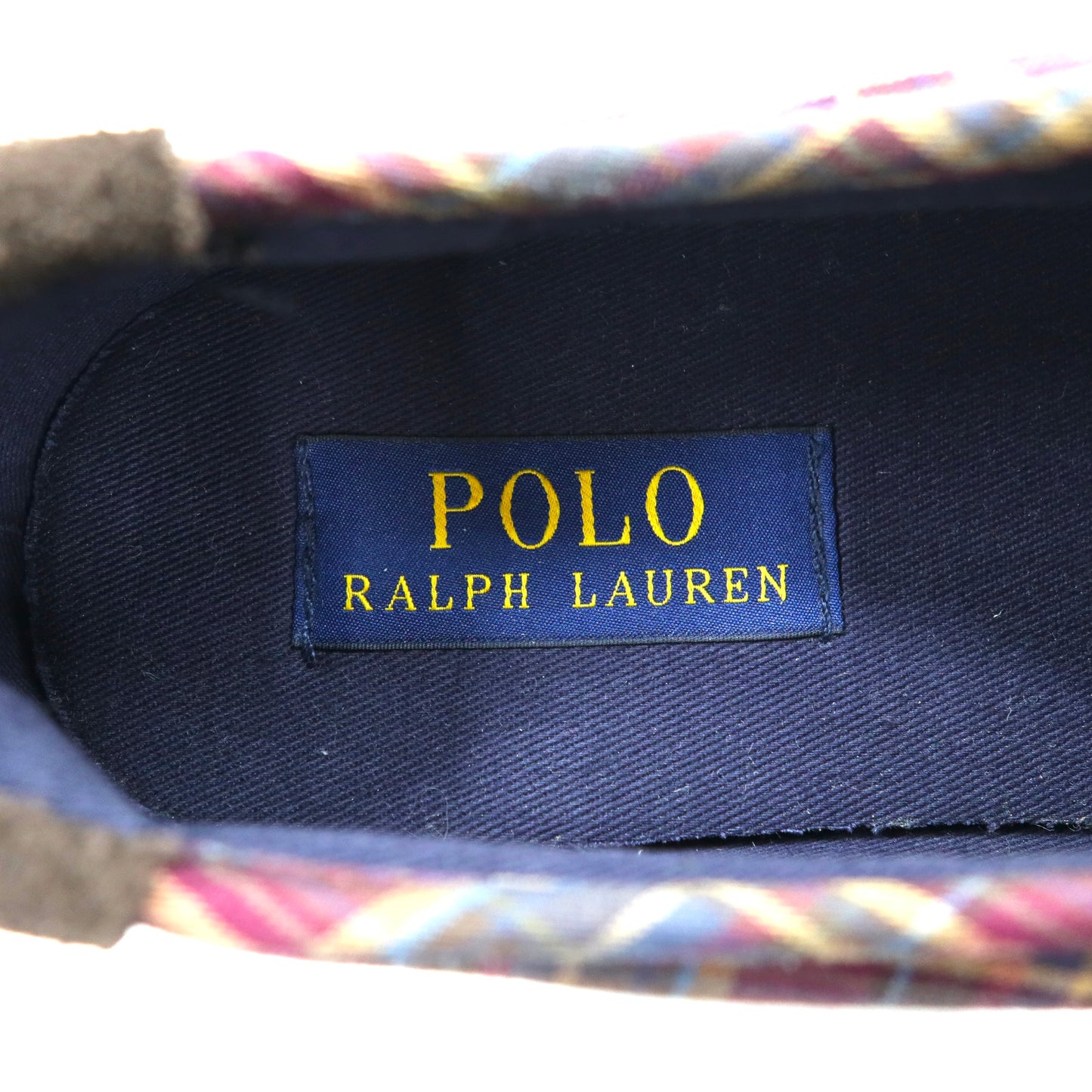 POLO RALPH LAUREN スリッポン スニーカー 26cm レッド タータンチェック キャンバス スモールポニー刺繍 VAUGHN SLIP ON-NE