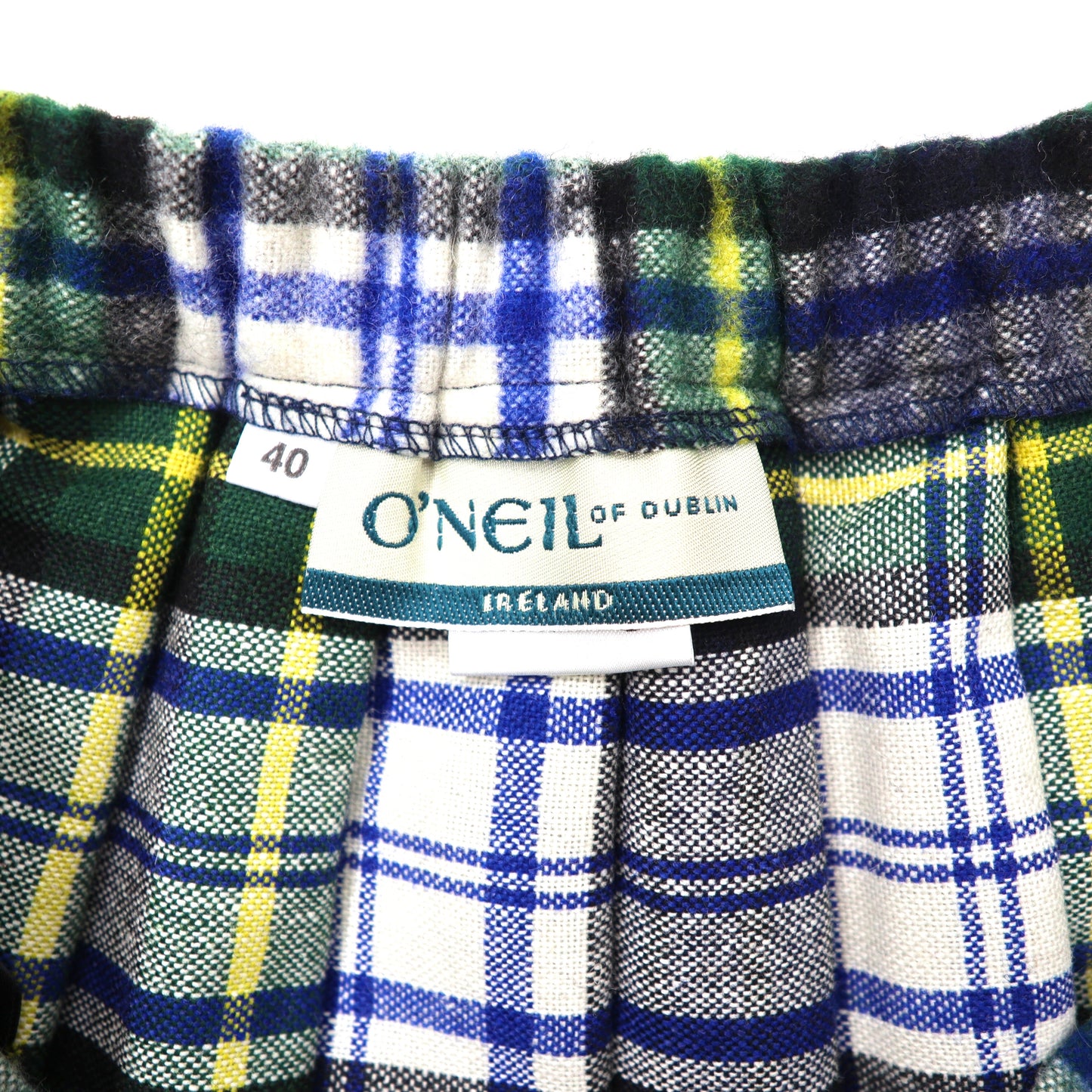 O'NEIL OF DUBLIN ラップスカート 40 グリーン チェック ウール アイルランド製