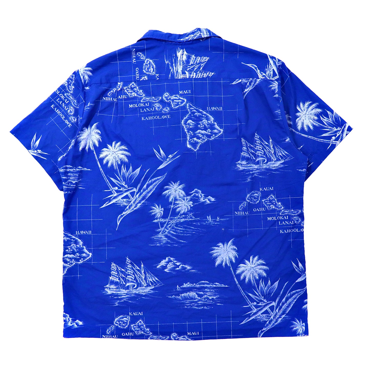 Rai Nam アロハシャツ L ブルー レーヨン 総柄 70年代 ハワイ製