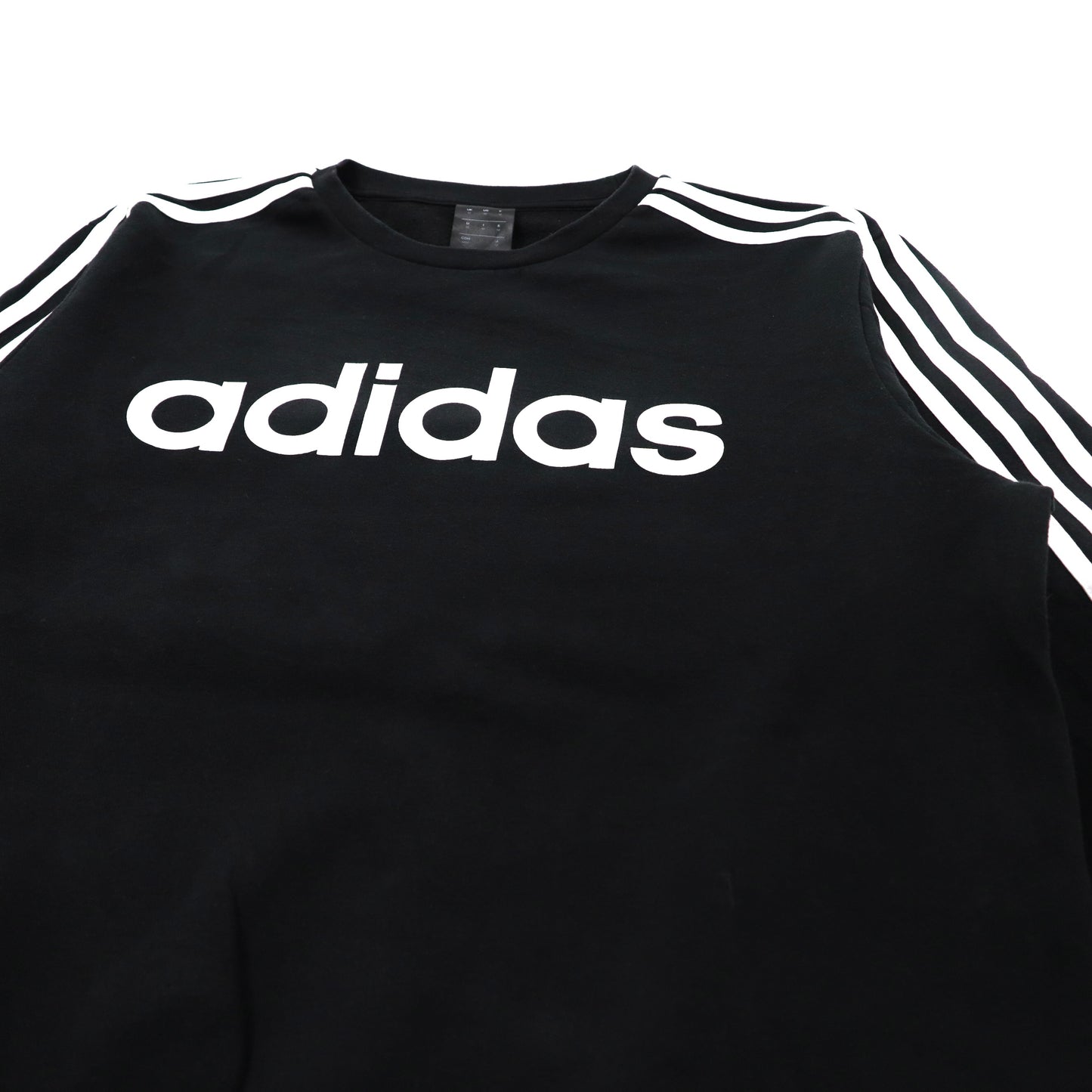 adidas クルーネックスウェット O ブラック コットン 裏起毛 ロゴプリント CORE 3STRIPES CREW SWEAT FSG36-DQ3084