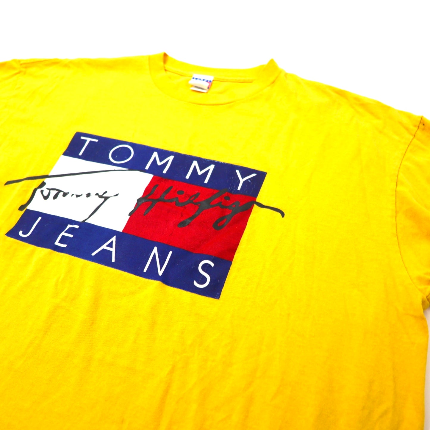 TOMMY HILFIGER ビッグロゴプリントTシャツ XXL イエロー USA製 ビッグサイズ
