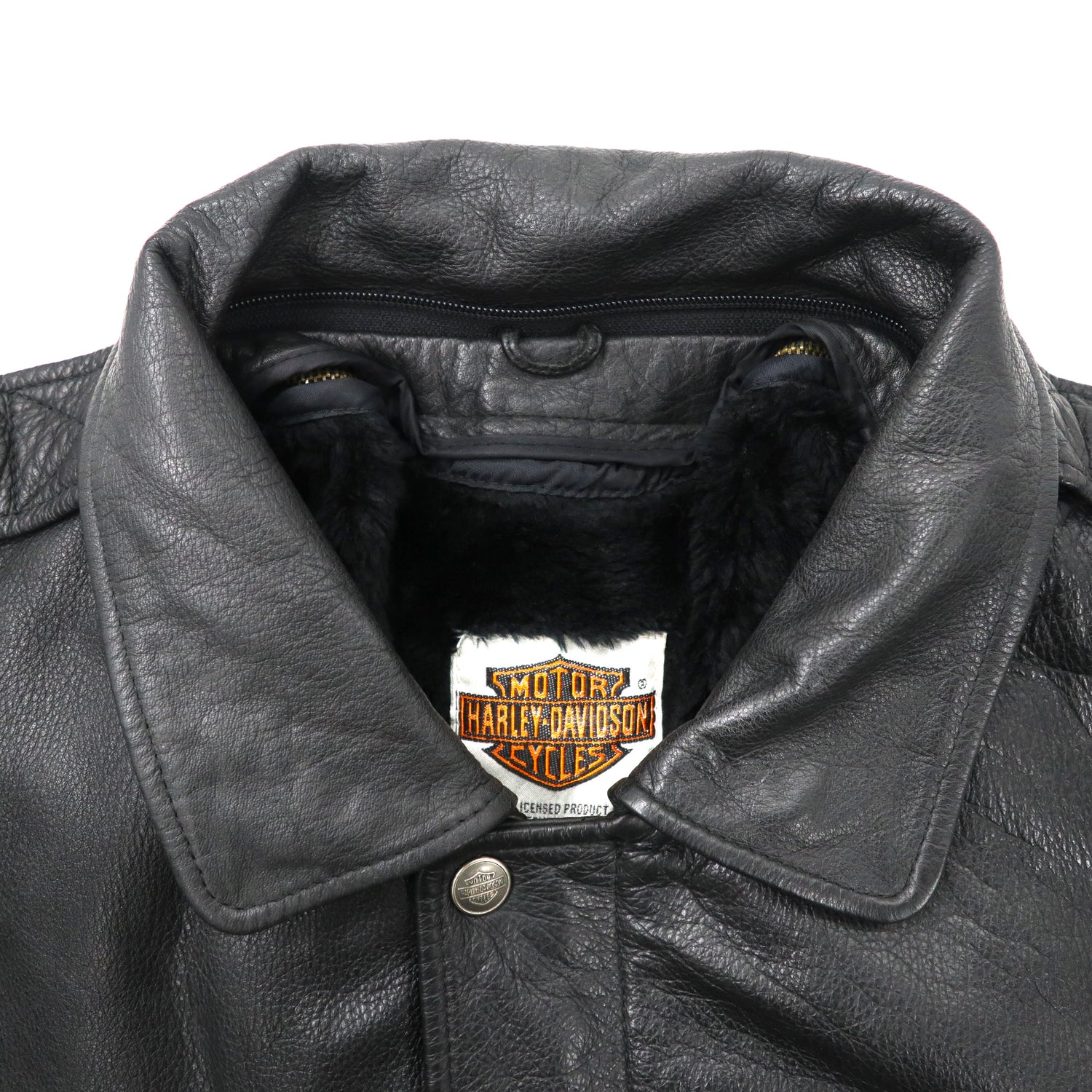 Harley Davidson G-1 Leather Flight Jacket 38 Black Cow Leather Cowhide Boa  Liner Detachable