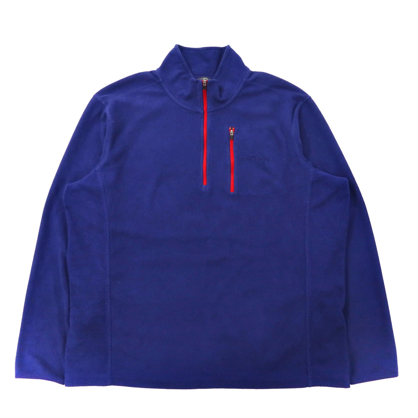 EDDIE BAUER ハーフジップ フリースジャケット XL ブルー  ポリエステル ワンポイントロゴ刺繍