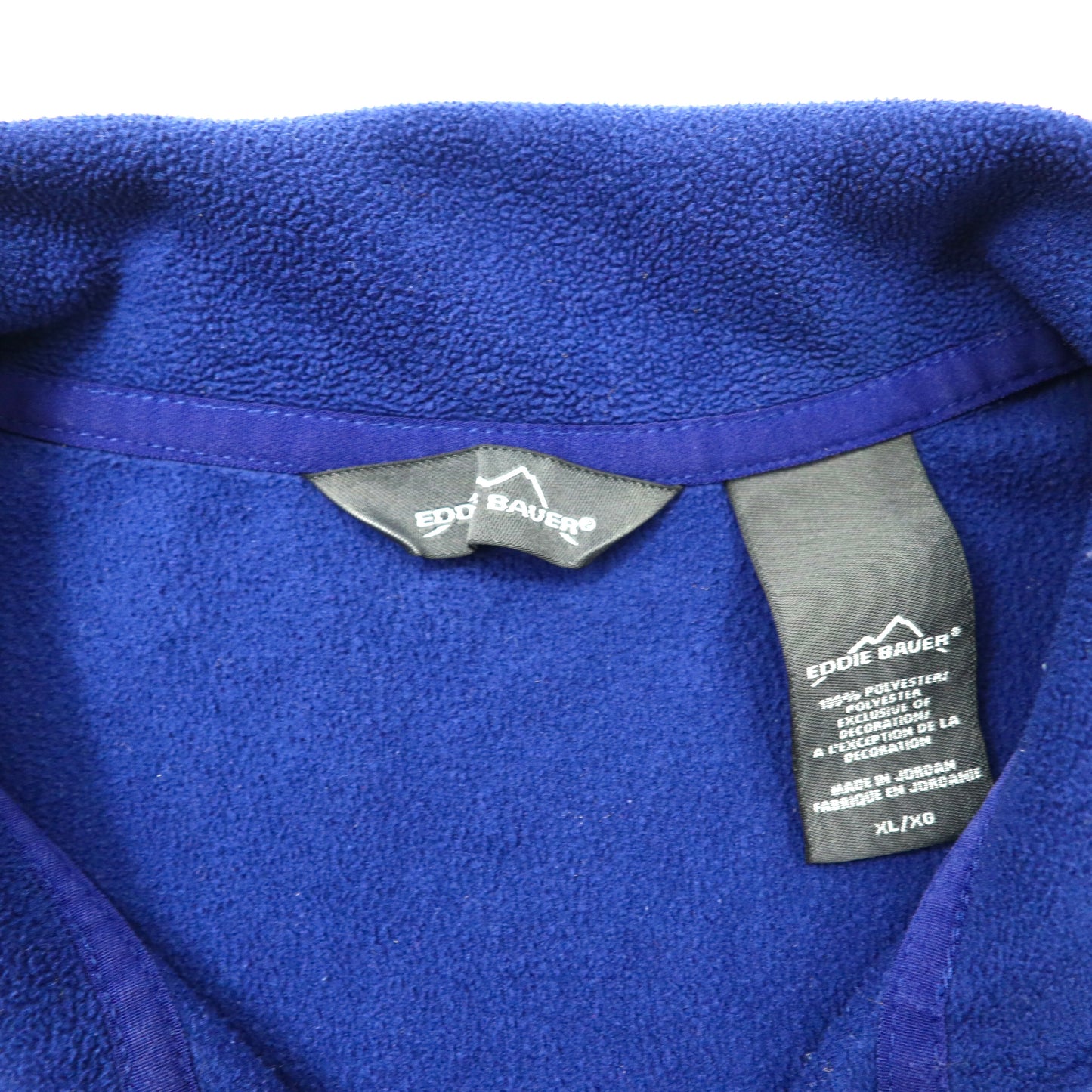 EDDIE BAUER ハーフジップ フリースジャケット XL ブルー  ポリエステル ワンポイントロゴ刺繍