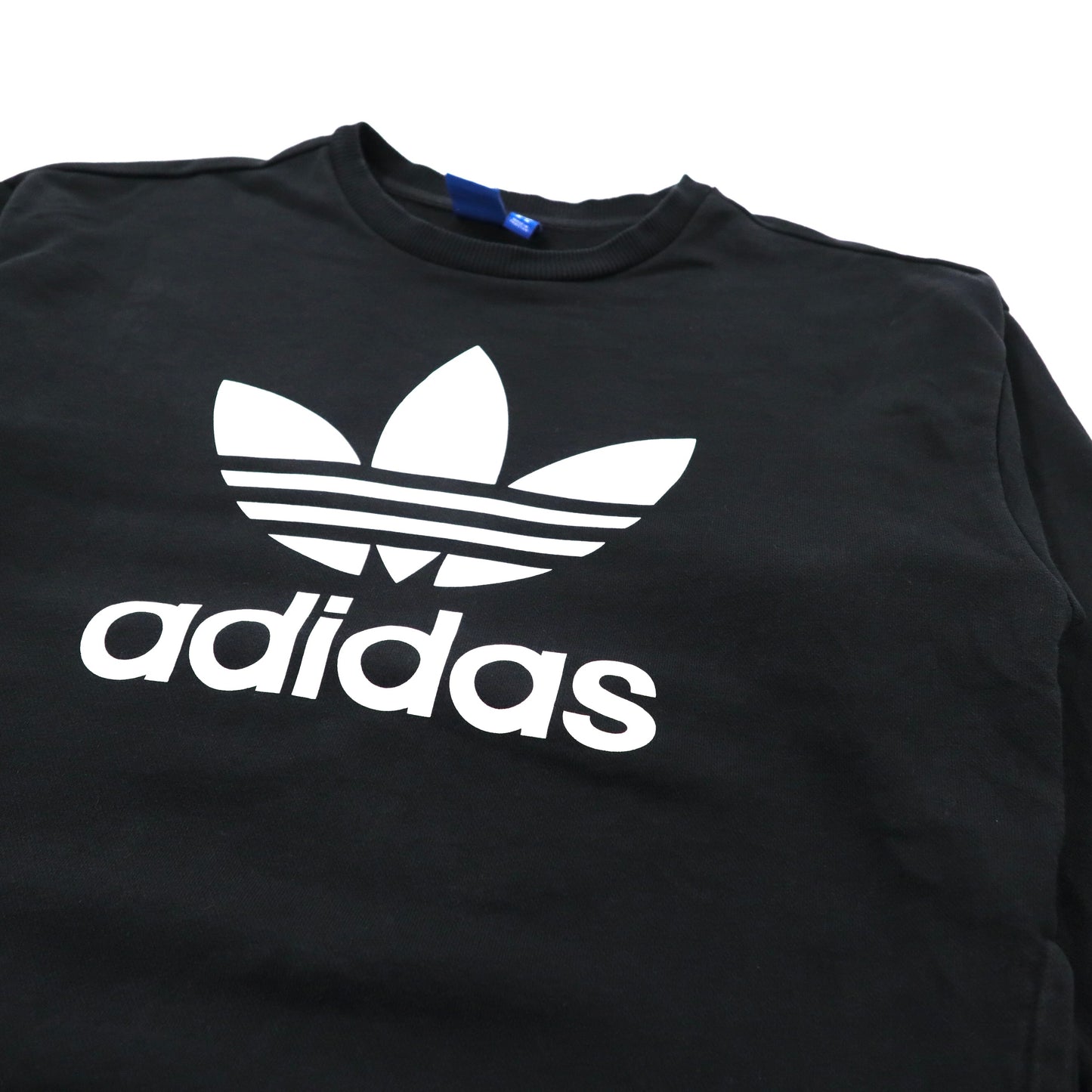 adidas originals ビッグロゴプリントスウェット M ブラック コットン トレフォイルロゴ BP9494